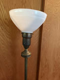 Brass floor lamp with frosted glass shade - thumbnail 2 of 3