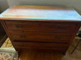 Antique five-drawer wooden chest with glass top - thumbnail 1 of 4