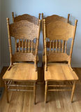 Set Of Four Vintage Press Back Solid Oak Chairs - thumbnail 1 of 6