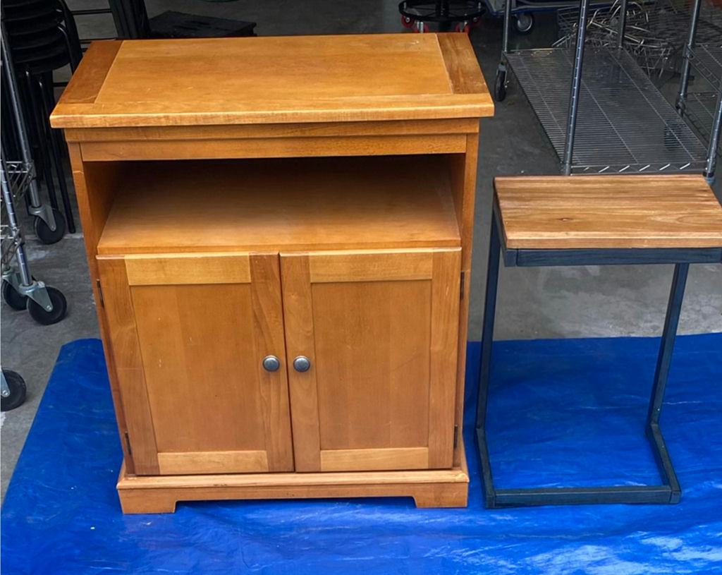 Cabinet With Pivoting Top and Small Table - image 1 of 7