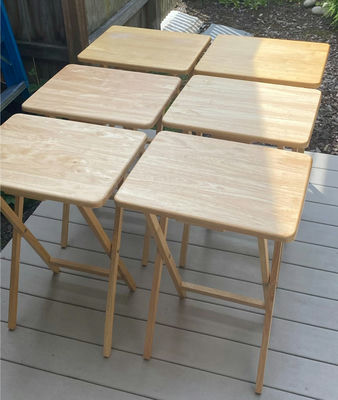 6 Wood folding TV Trays - Image 1 of 7
