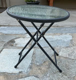 Small Glass And Metal Patio Table And Folding Side table - thumbnail 7 of 8