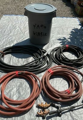 Irrigation hoses, fittings, timer, and yard waste bin - Image 1 of 6