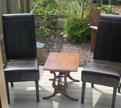 Vintage Small Table and 2 Highback Chairs - Image 1 of 9