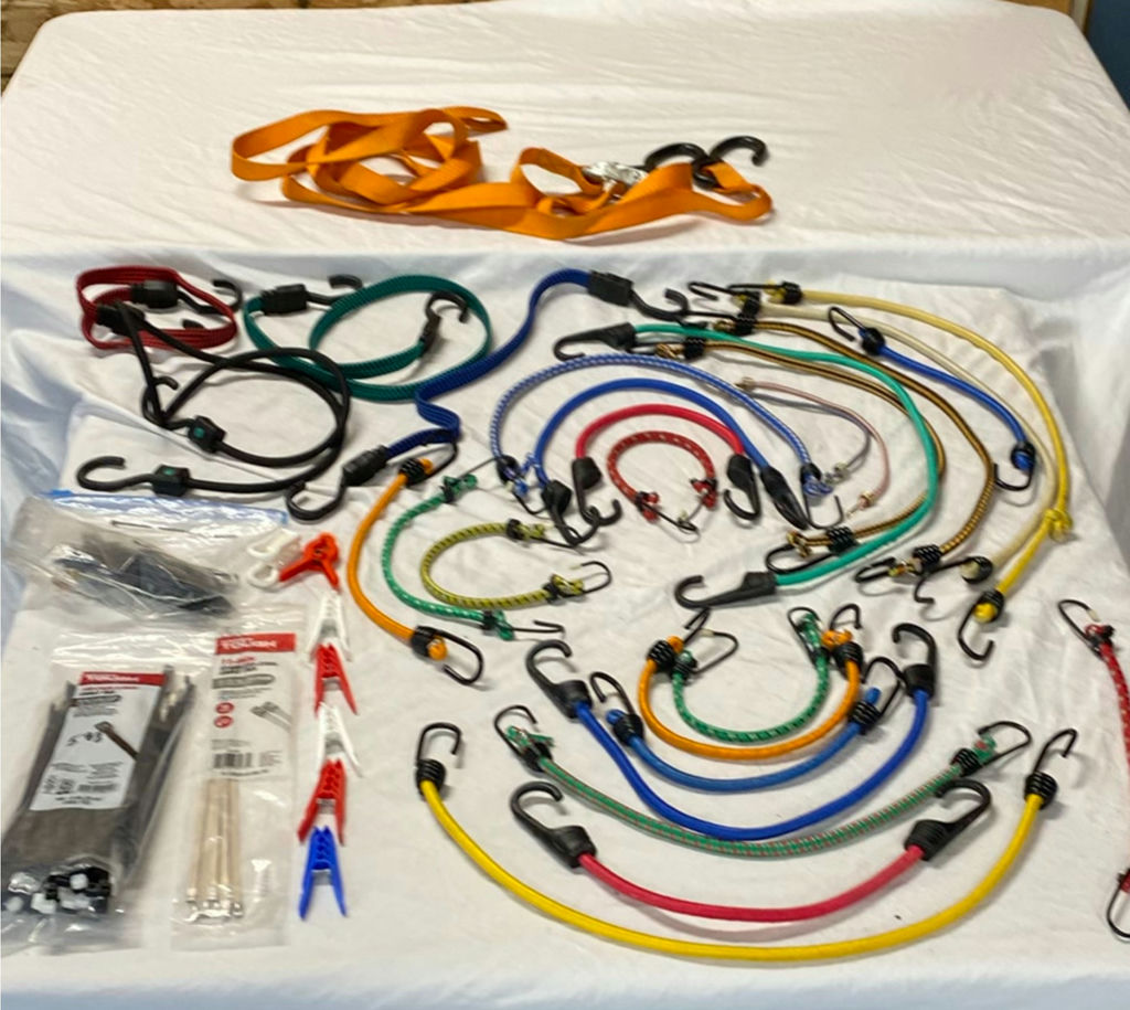 Assorted bungee cords, hooks, and cable ties - image 1 of 8