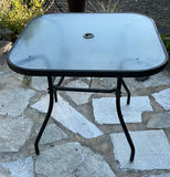 Small Glass And Metal Patio Table And Folding Side table - thumbnail 1 of 8