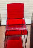 2 MCM Style Red Lucite Chairs - thumbnail 2 of 6