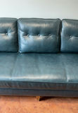 7 Foot Blue Abbyson Leather Couch - thumbnail 5 of 9