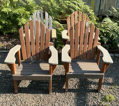 Weathered Adirondack Wood Chairs - Image 1 of 5