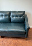 7 Foot Blue Abbyson Leather Couch - thumbnail 4 of 9