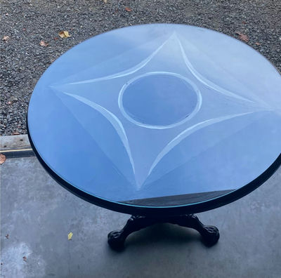 Hand Painted Solid Iron PedestalTable - Image 1 of 5