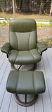 Dark Olive Ekornes Chair and Footrest - thumbnail 1 of 6