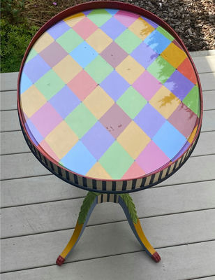 Whimsical Hand Painted Antique Table - Image 1 of 6