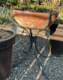 Unique Ceramic Planter On Stand And Pair Of Tall Plastic Planters - thumbnail 2 of 5