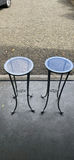 Glass Top metal Pedestal plant stands - thumbnail 1 of 4