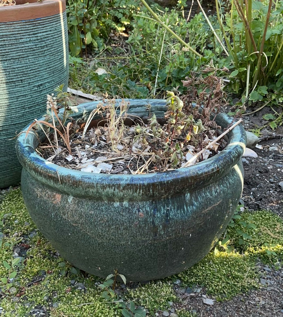 Pair Of Blue Ceramic Planters - image 4 of 5