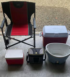 Camp Chair, Coolers And Cool Folding Bench - thumbnail 1 of 18