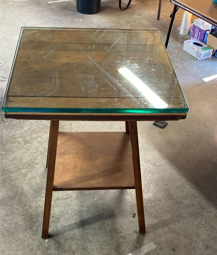 Small WoodTable With Glass Top - image 1 of 3