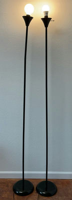 Pair Of Black Plastic Floor Lamps - Image 1 of 4
