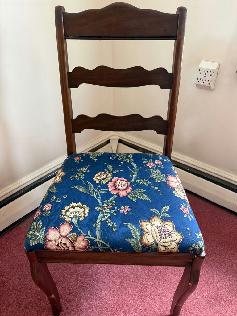 Wooden Chair with Floral Upholstered Seat - image 1 of 3