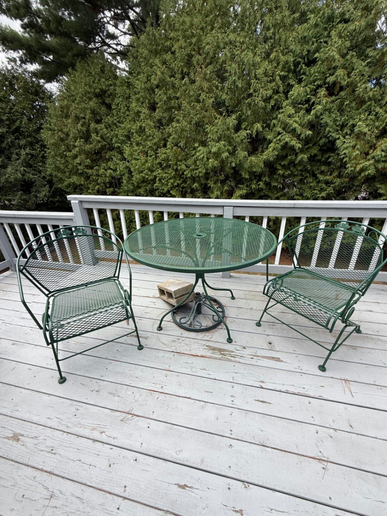 Green Metal Patio Table and Two Chairs - image 2 of 4
