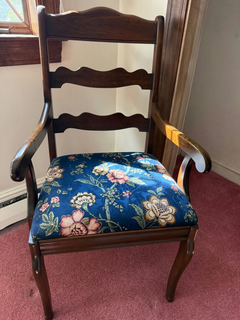 Wooden Armchair with Floral Upholstered Seat - image 1 of 2