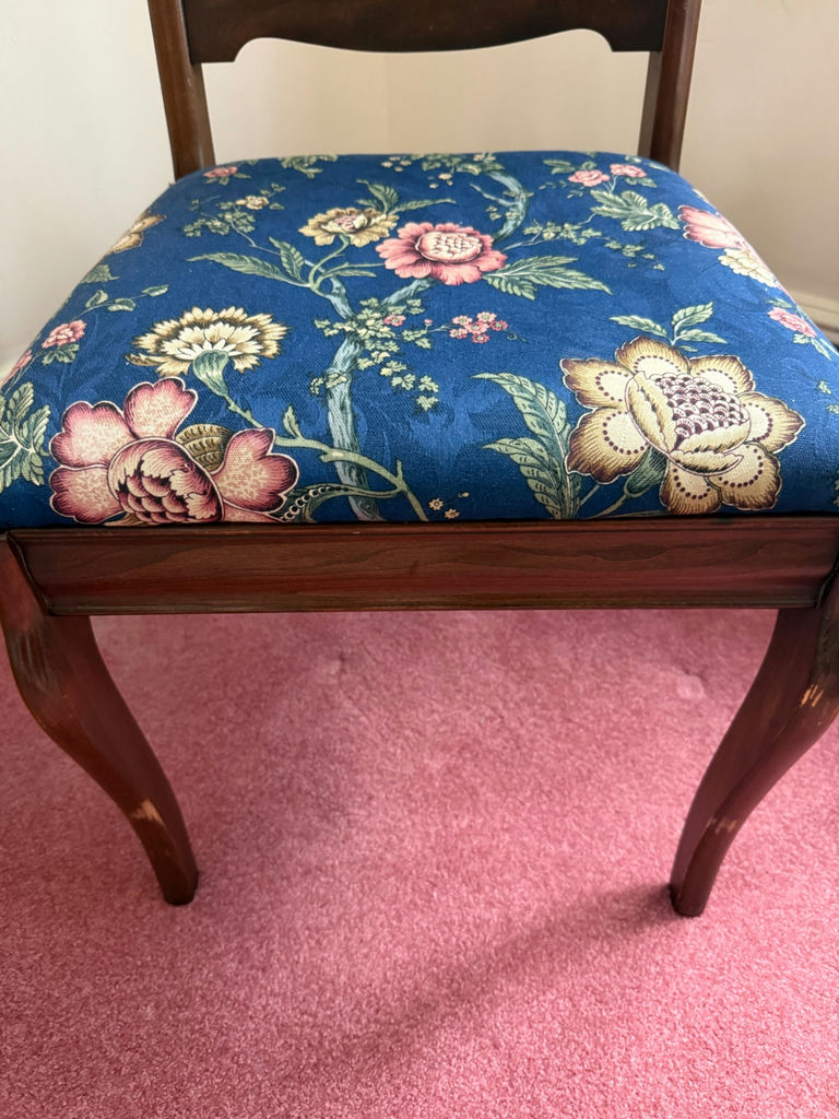 Wooden Chair with Floral Upholstered Seat - image 3 of 3