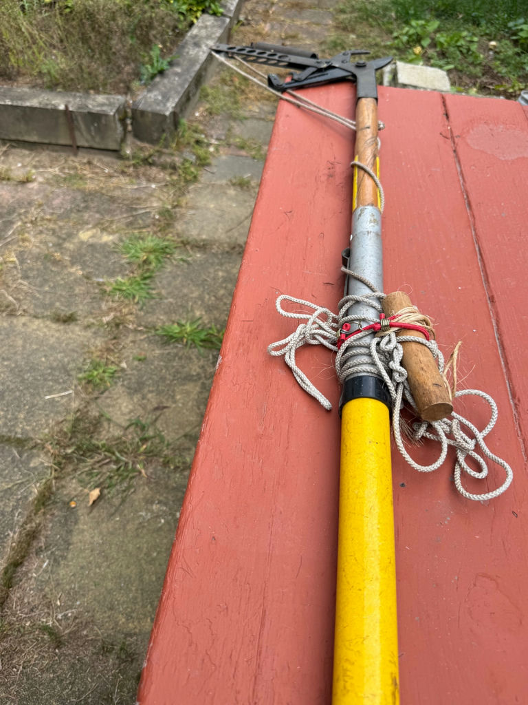 Long Pole Tool With Metal Hook Head and Rope - image 1 of 3