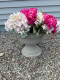 2 Artificial Floral Arrangement in resin Pedestal Urns - thumbnail 1 of 3