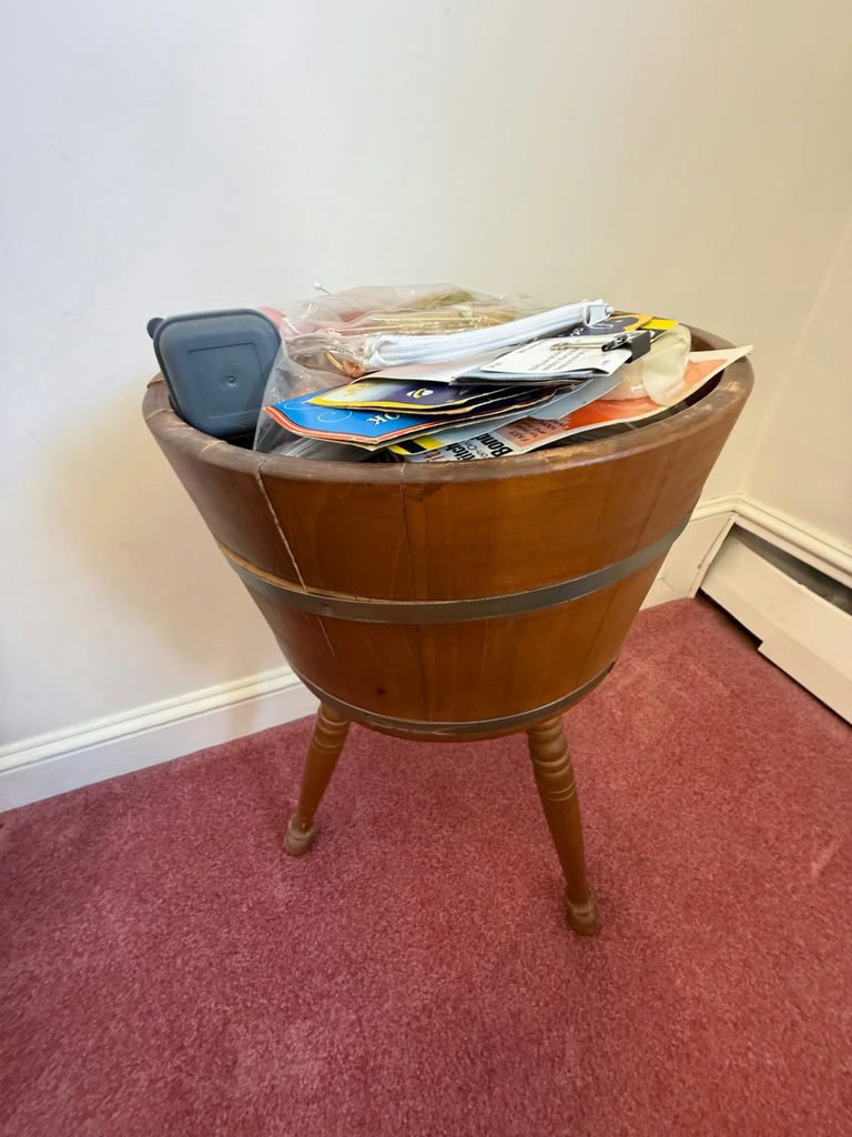 Wooden Sewing Basket Table with Sewing Supplies - image 1 of 3