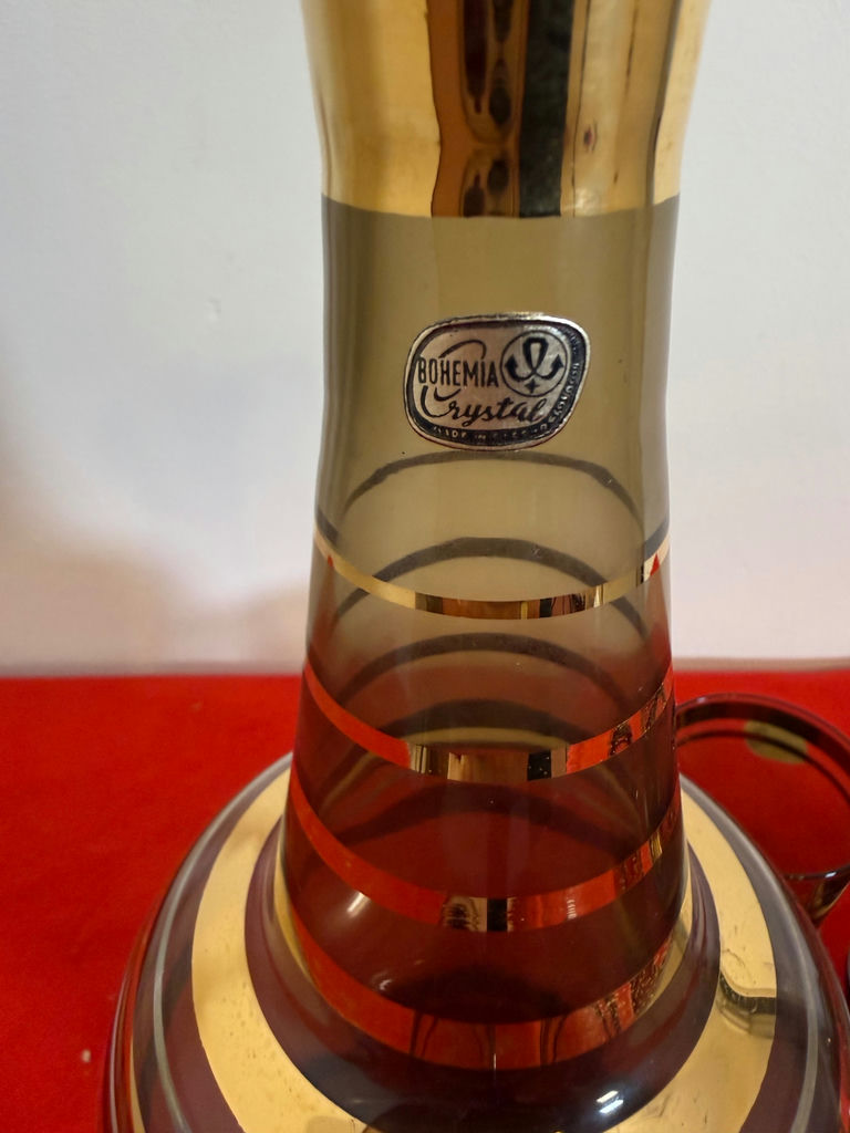 Vintage Bohemia Crystal Decanter and Six Glasses - image 2 of 2