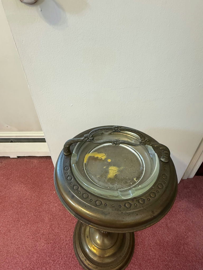 Vintage 1950s Metal Standing Ashtray with Glass Insert - image 2 of 3
