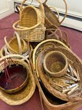 Assorted Wicker and Woven Baskets with Wooden Clothespins - thumbnail 1 of 3