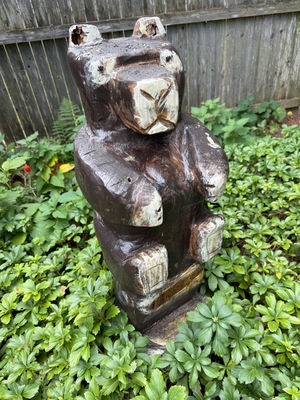 Carved Wooden Bear Statue - Image 1 of 2