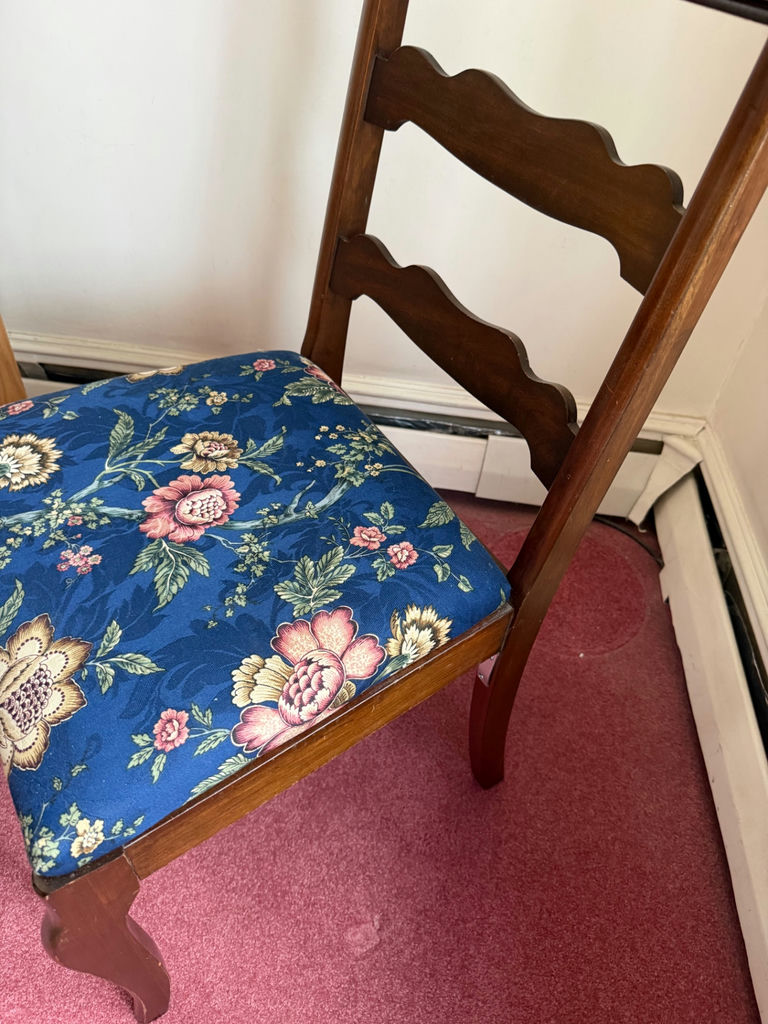 Wooden Chair with Floral Upholstered Seat - image 2 of 3