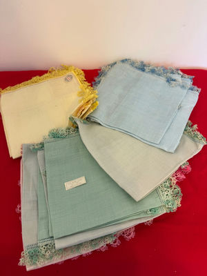 Assorted Linen Handkerchiefs with Lace Trim - Image 1 of 2