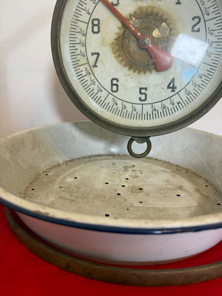 Antique Hanging Dial Scale with Enamel Tray - image 3 of 3