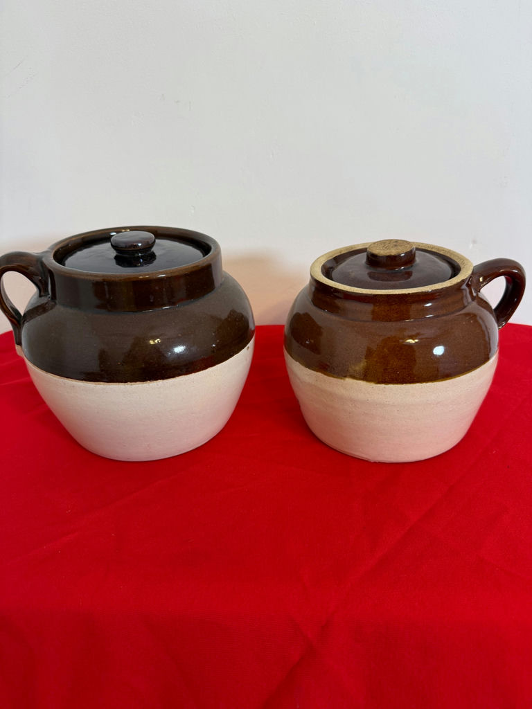 Two Ceramic Crock Jars with Lids - image 1 of 4