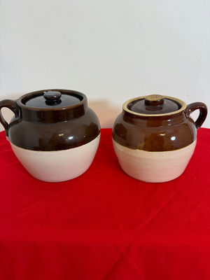 Two Ceramic Crock Jars with Lids - Image 1 of 4