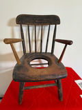 Vintage Wooden Chair with Circular Cutout Seat - thumbnail 1 of 2