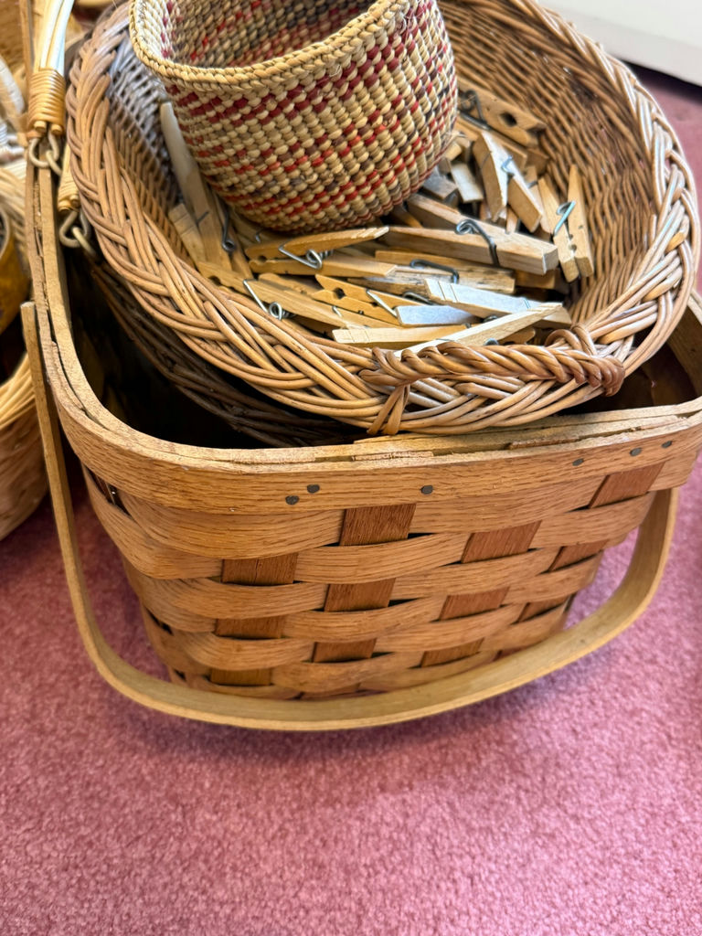 Assorted Wicker and Woven Baskets with Wooden Clothespins - image 3 of 3