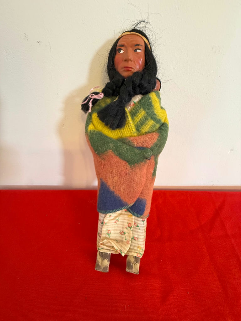 Handcrafted Doll Figure with Braided Hair and Woven Shawl - image 1 of 2