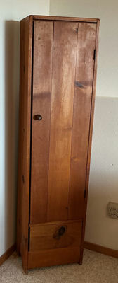 Rustic Tall Pine Storage Cabinet with Door and Drawer - Image 1 of 6