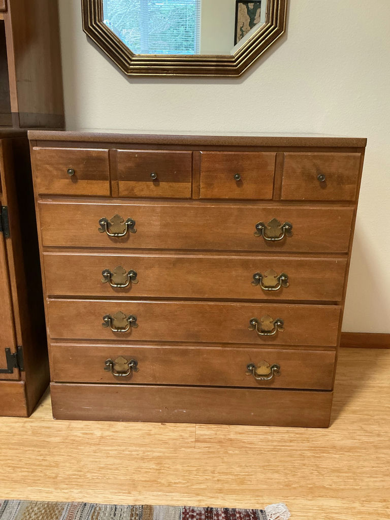 Vintage Ethan Allen Heirloom Tall Cabinet, Dresser, and Framed Wall Mirror - image 3 of 5