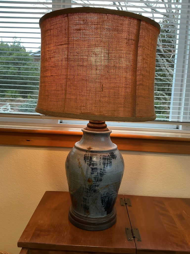 Table Lamp, VTG Wooden Magazine Table, and Wicker Wastebasket - image 2 of 8