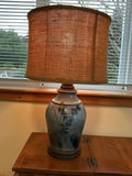 Table Lamp, VTG Wooden Magazine Table, and Wicker Wastebasket - thumbnail 2 of 8