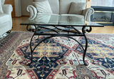 3 Glass & Black Metal Tables, 2 Composition table lamps w/linen shades - thumbnail 6 of 7
