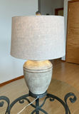 3 Glass & Black Metal Tables, 2 Composition table lamps w/linen shades - thumbnail 3 of 7