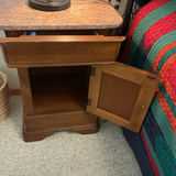 Two Wooden Nightstands with Marble Tops - thumbnail 2 of 5