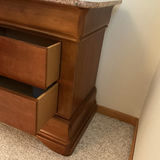 Two Wooden Nightstands with Marble Tops - thumbnail 5 of 5